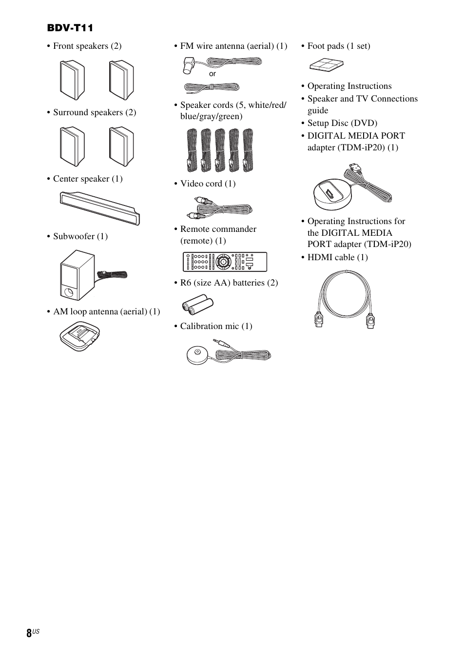 Sony BDV-T10 User Manual | Page 8 / 119