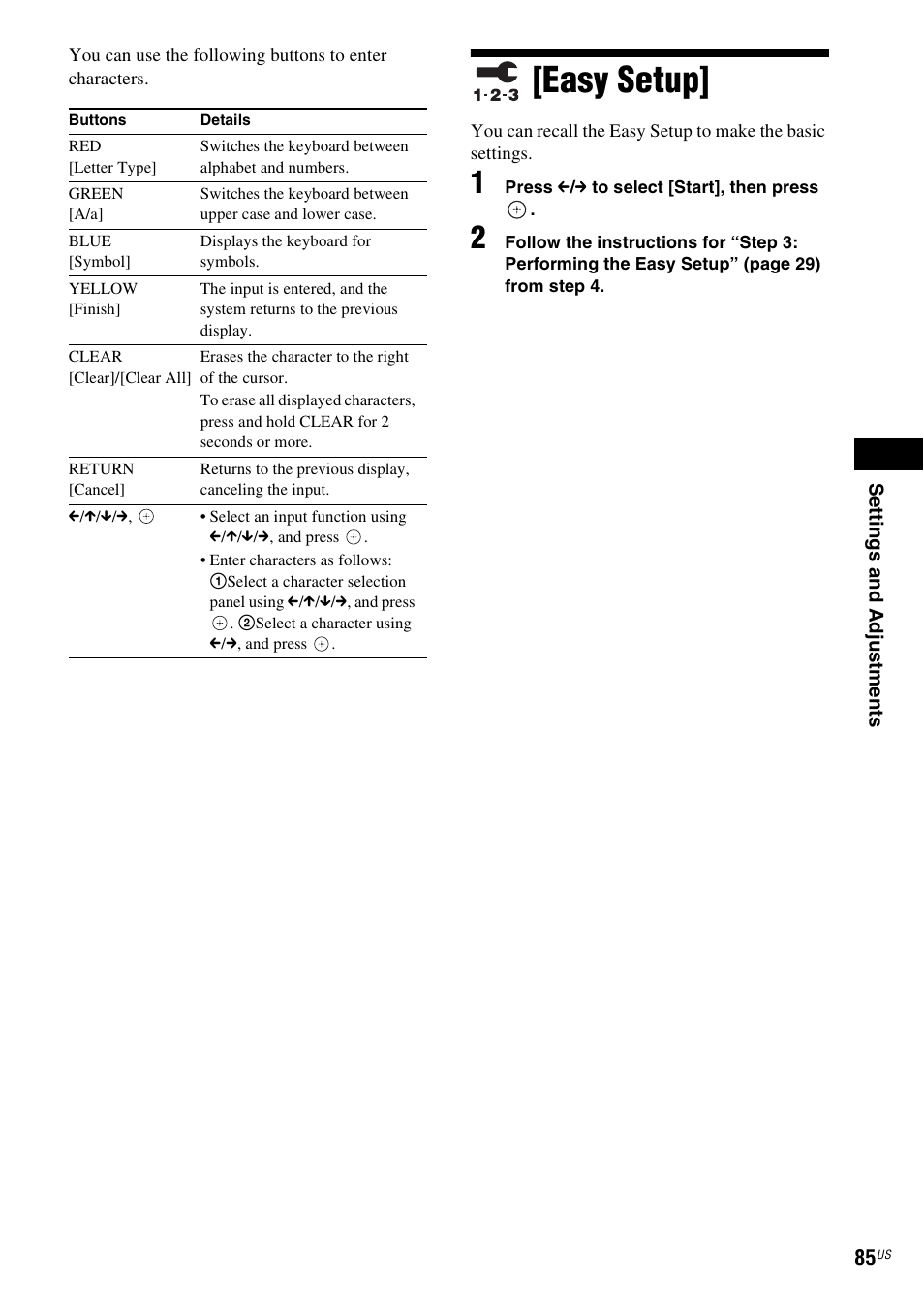 Easy setup | Sony BDV-T10 User Manual | Page 85 / 119