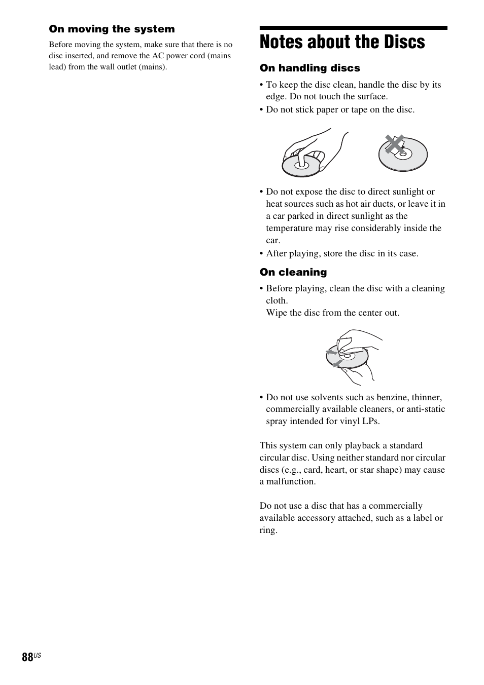 Notes about the discs | Sony BDV-T10 User Manual | Page 88 / 119