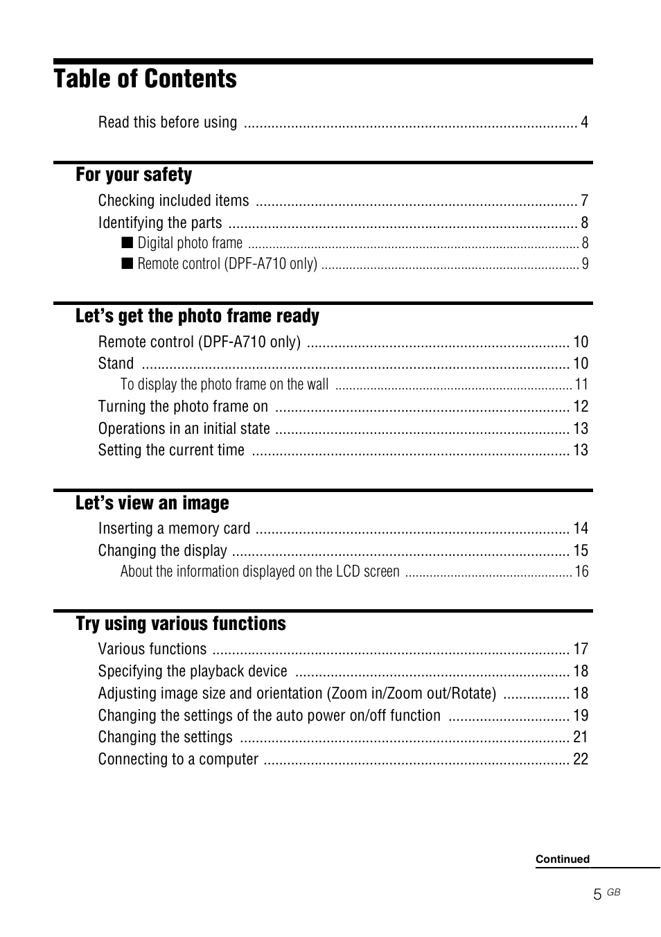 Sony S-FRAME DPF-A710/A700 User Manual | Page 5 / 28