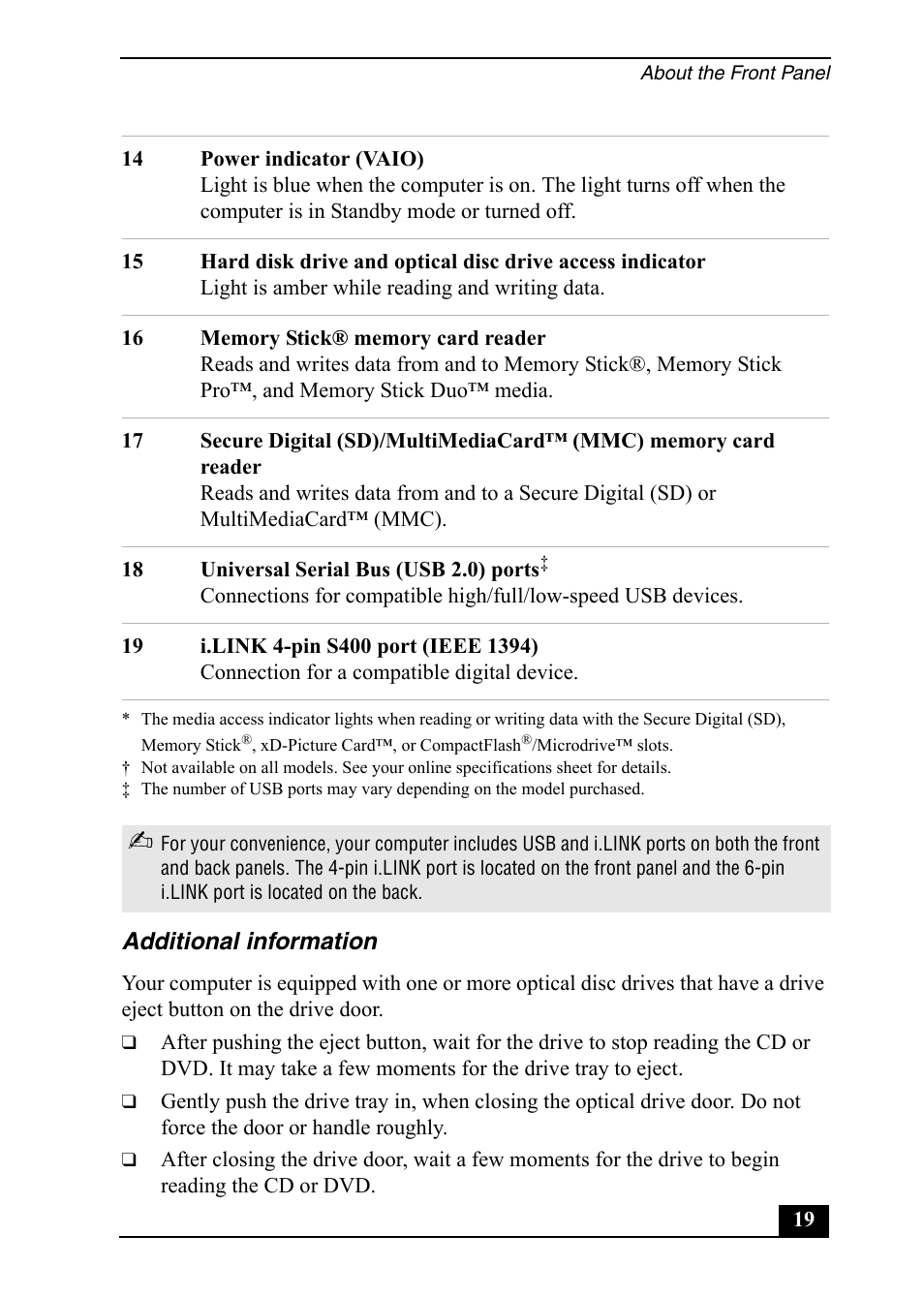 Sony PCV-RS710 User Manual | Page 19 / 44