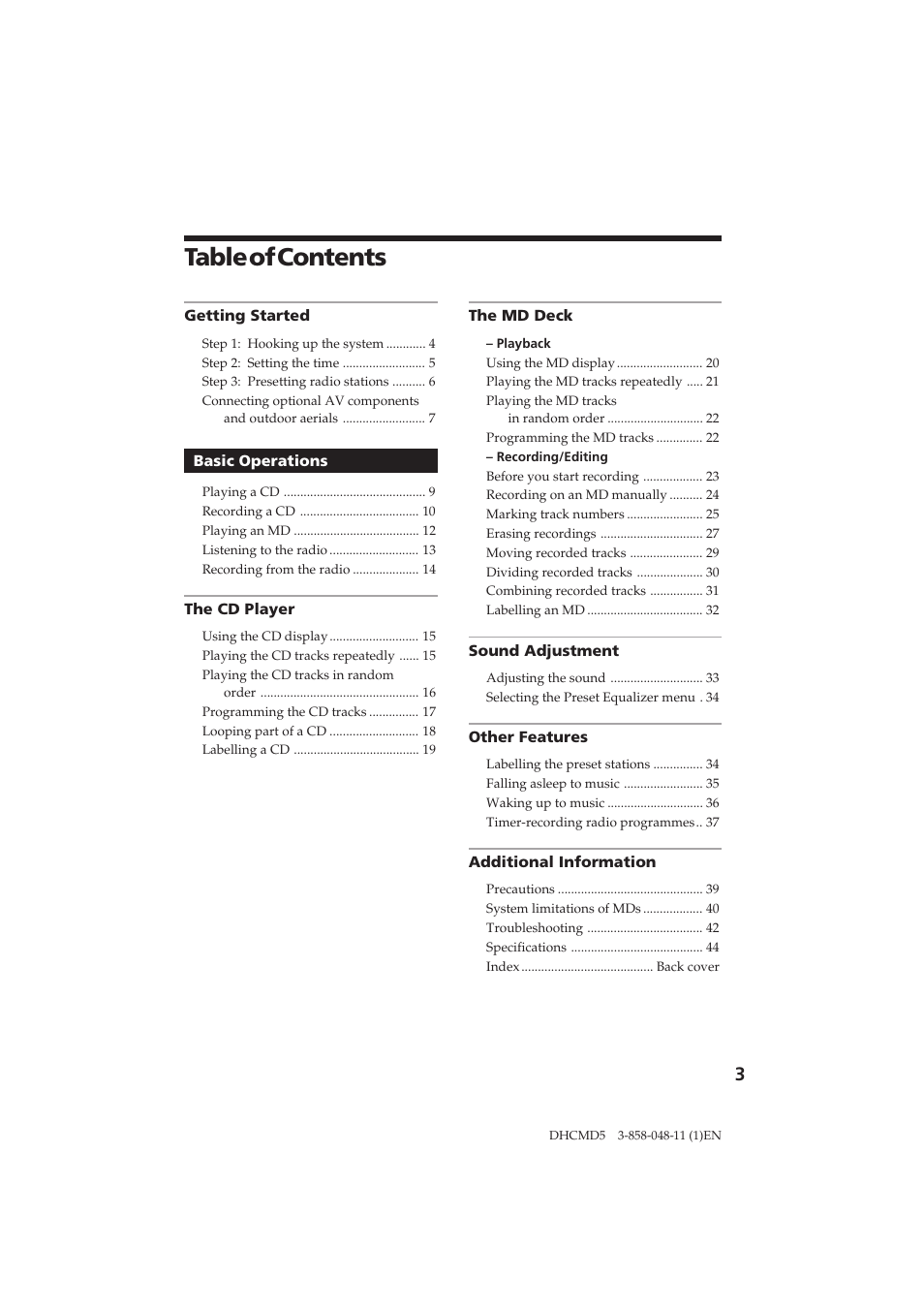 Sony DHC-MD5 User Manual | Page 3 / 46