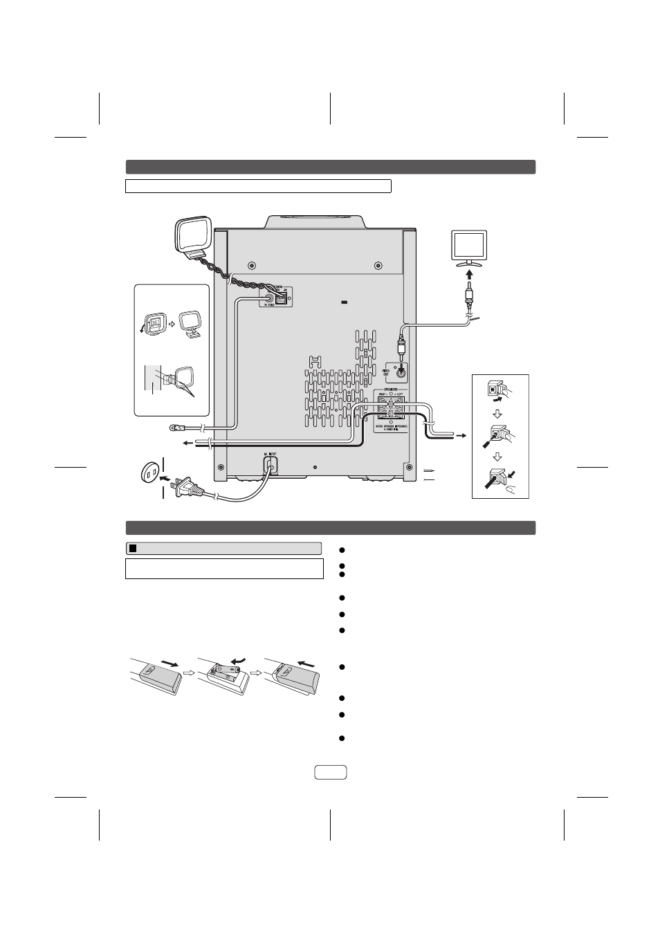 System connections (continued), Remote control | Sony CD-DH899N User Manual | Page 3 / 16