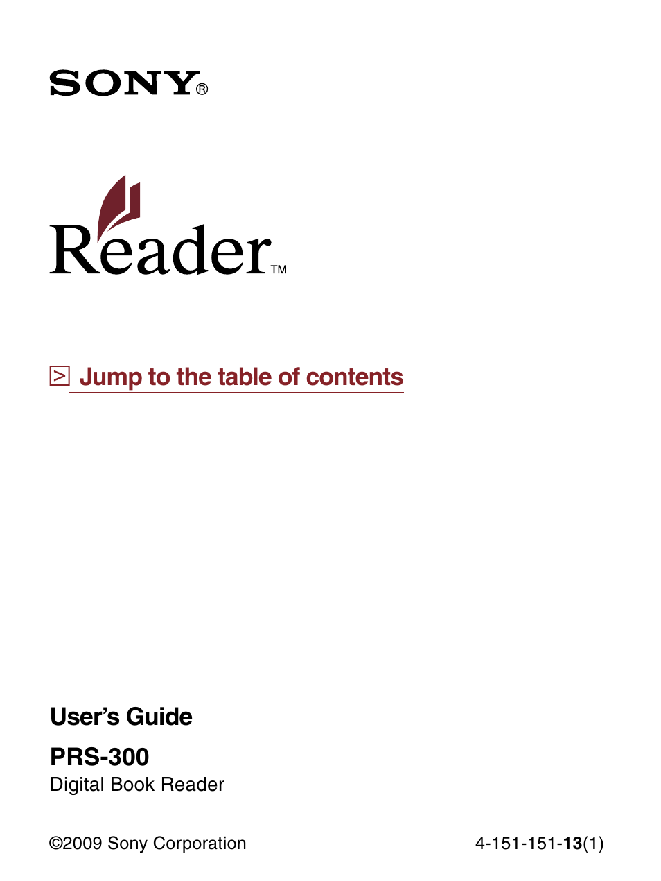 Sony Reader 4-151-151-13(1) User Manual | 92 pages