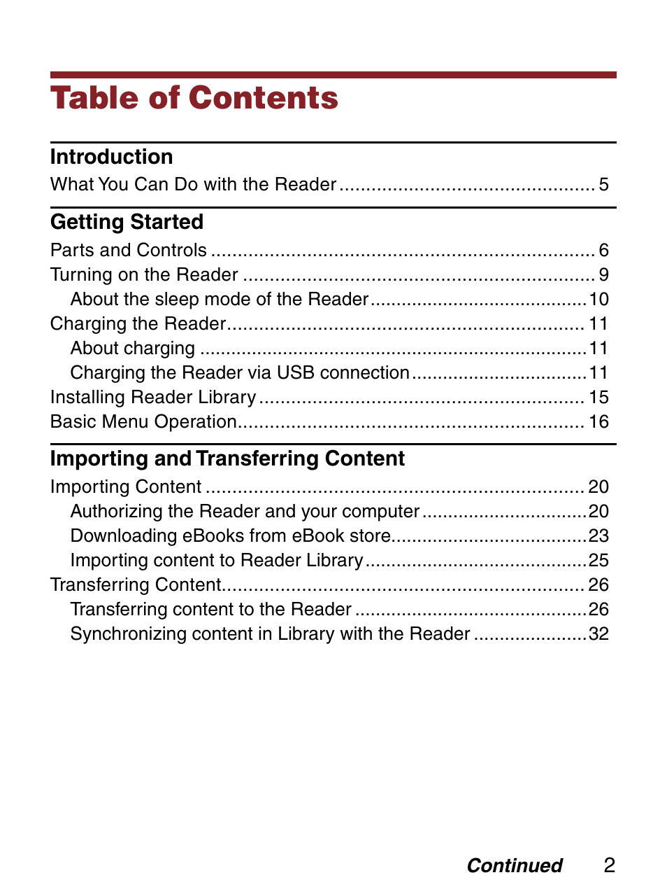 Sony Reader 4-151-151-13(1) User Manual | Page 2 / 92