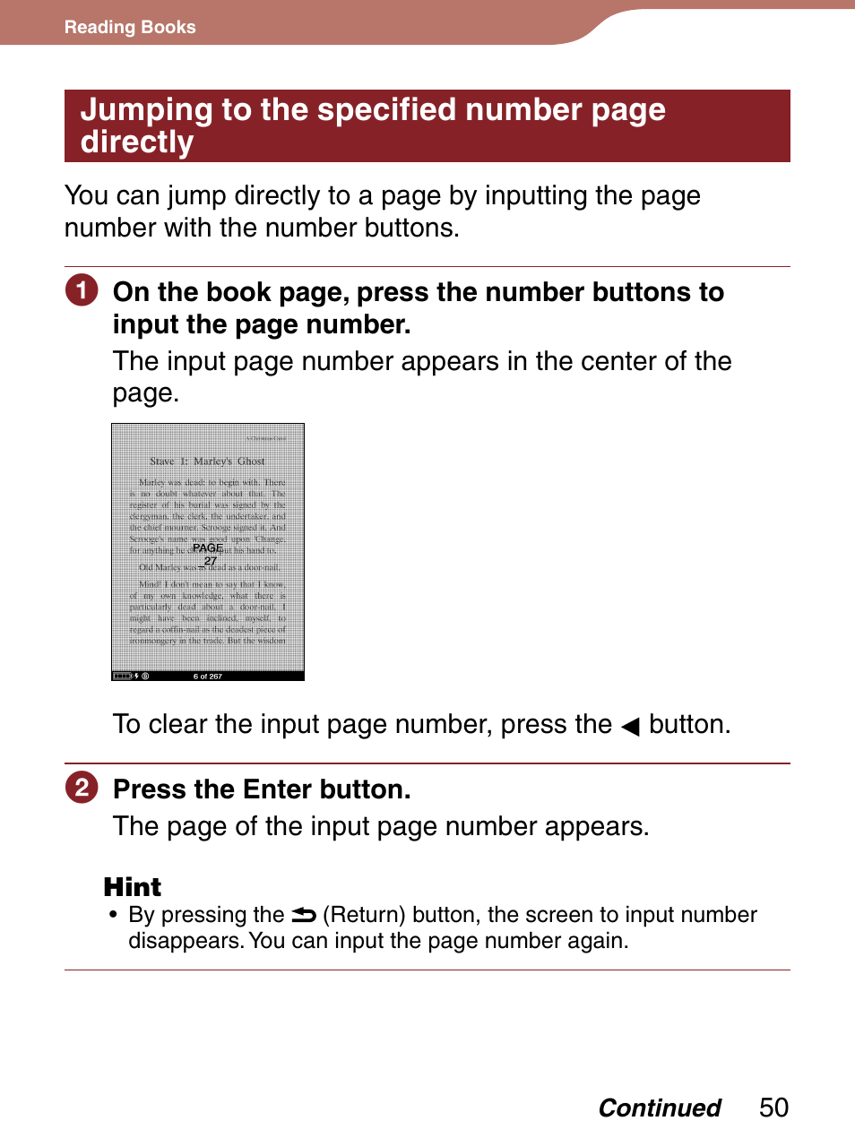 Jumping to the specified number page directly | Sony Reader 4-151-151-13(1) User Manual | Page 50 / 92