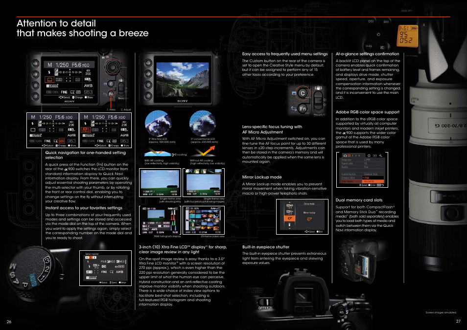 Attention to detail that makes shooting a breeze | Sony Alpha CA649W User Manual | Page 14 / 16