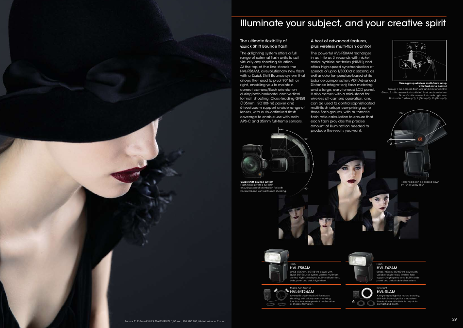 Illuminate your subject, and your creative spirit | Sony Alpha CA649W User Manual | Page 15 / 16