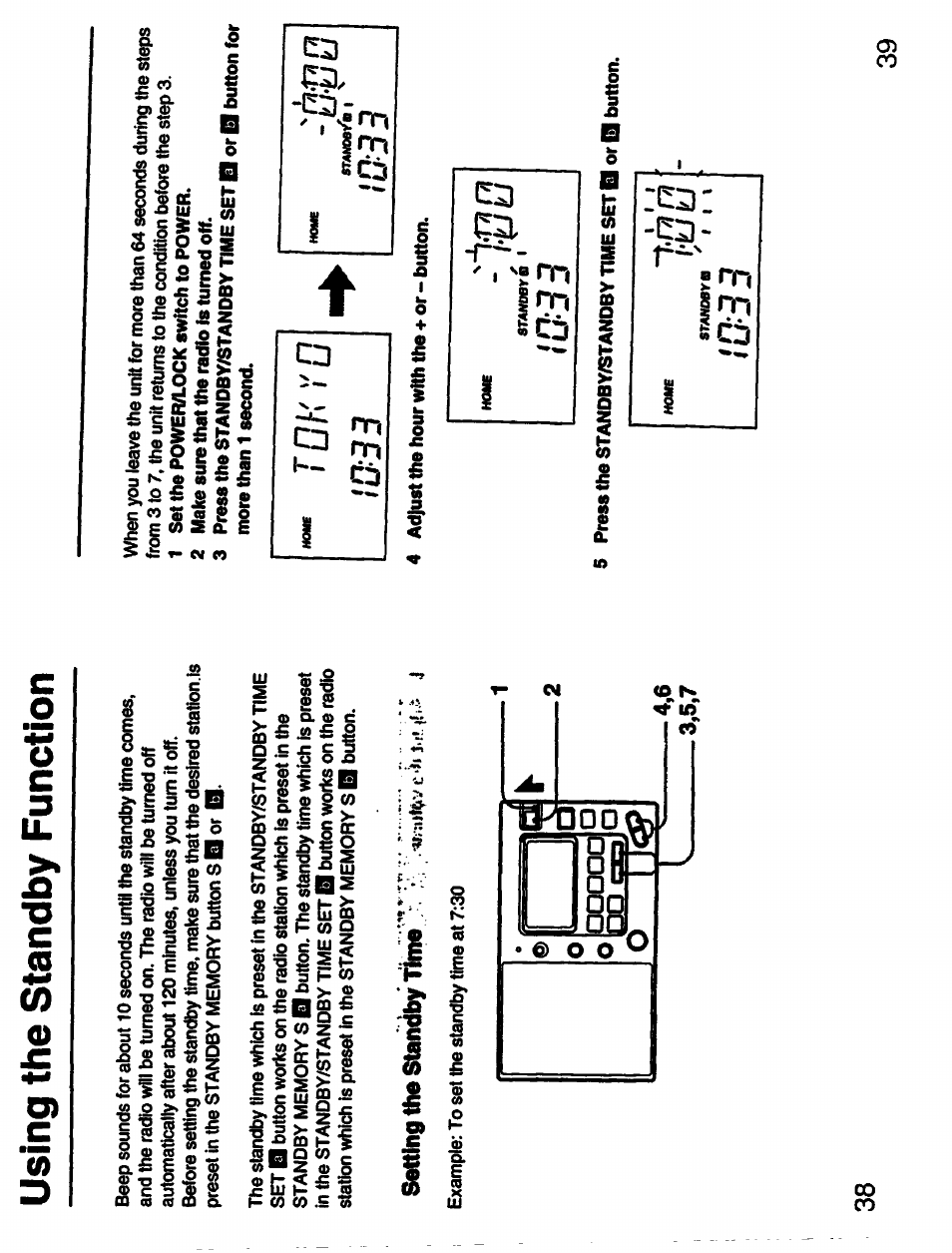 Using the standby function, Setting the standby ttane, T oh | U^tukj, A a □□□□□ □□ ocpo 0 l_s | Sony 3-755-967-11(1) User Manual | Page 20 / 25