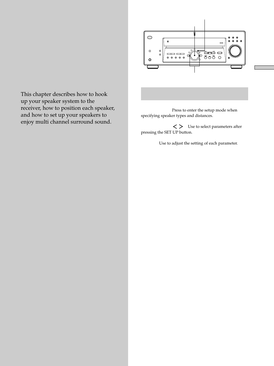 Hooking up and setting up the speaker system, Set up, Cursor buttons jog dial | Sony STR-K502 User Manual | Page 11 / 59