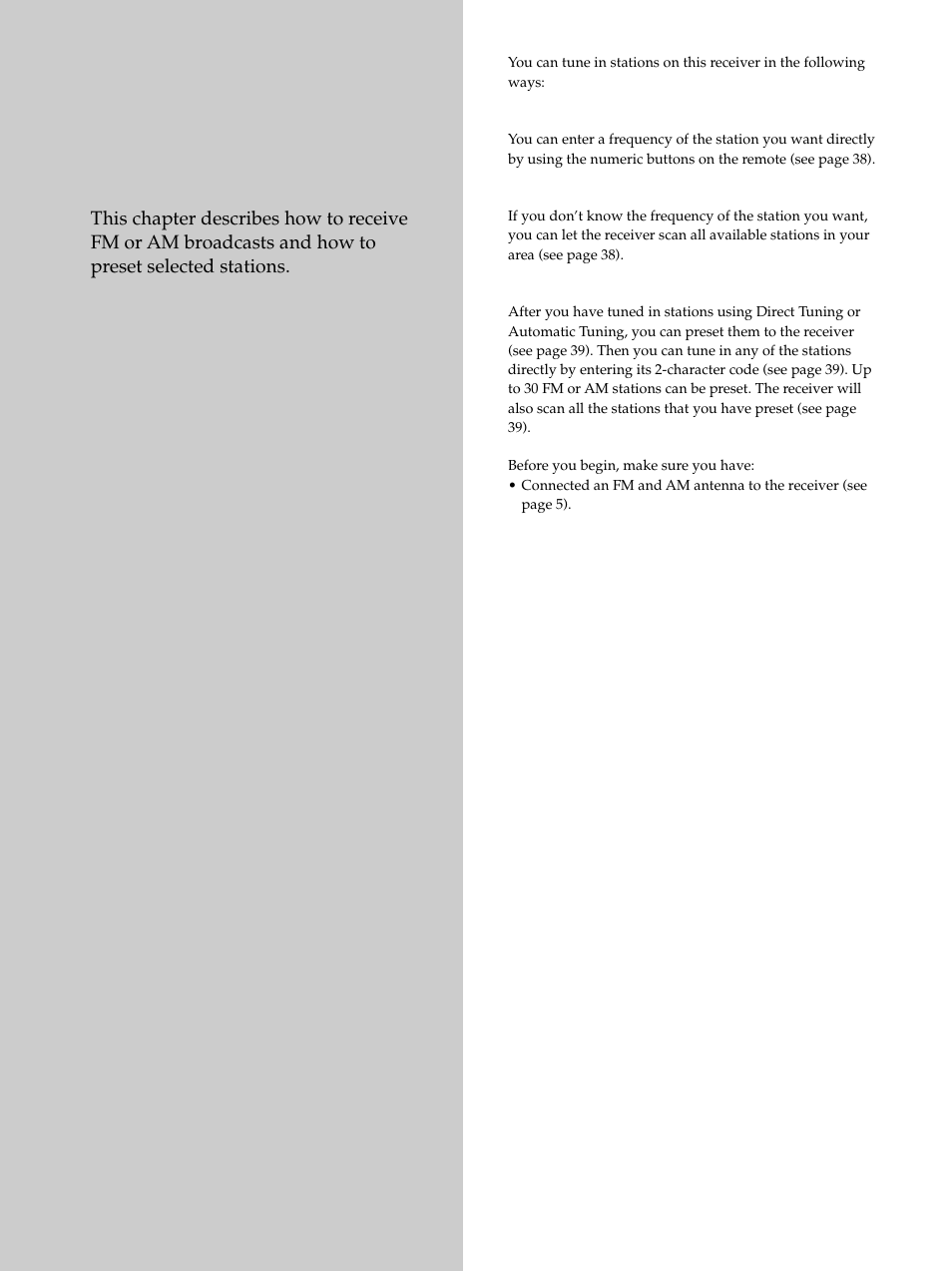 Receiving broadcasts | Sony STR-K502 User Manual | Page 36 / 59
