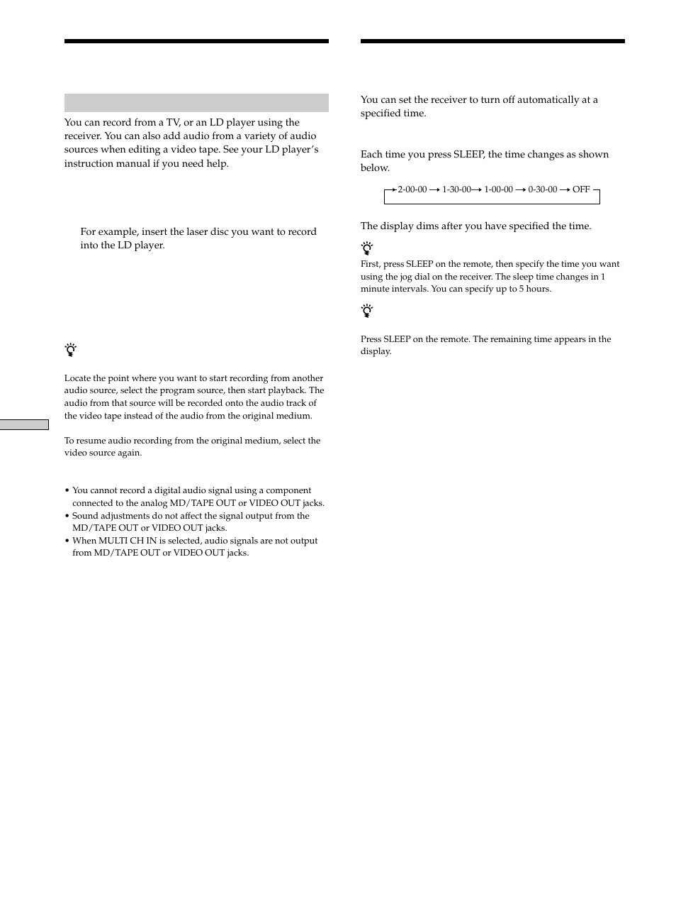 Using the sleep timer 42, Using the sleep timer | Sony STR-K502 User Manual | Page 42 / 59