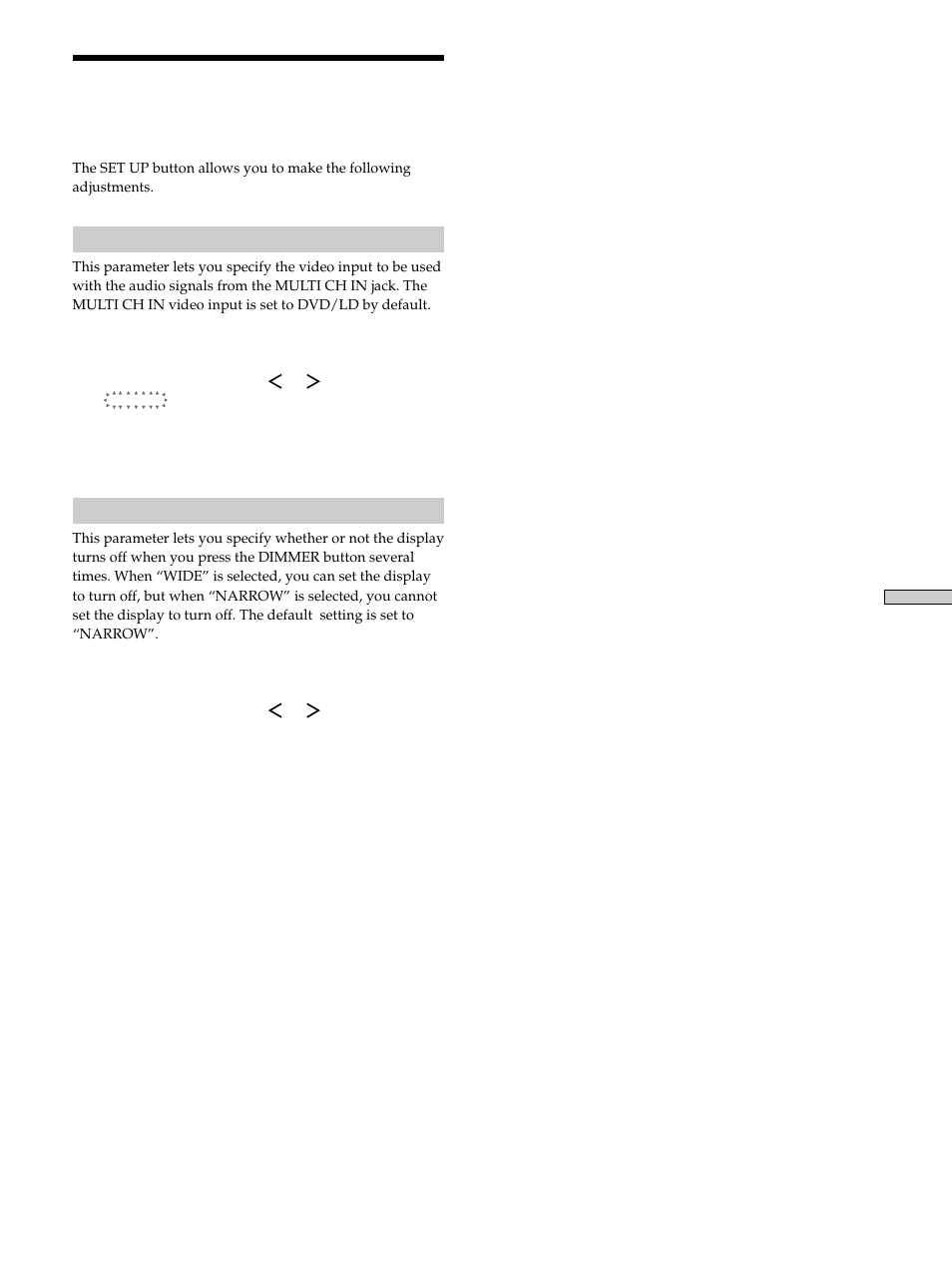 Adjustment using the set up button 43, Adjustment using the set up button | Sony STR-K502 User Manual | Page 43 / 59