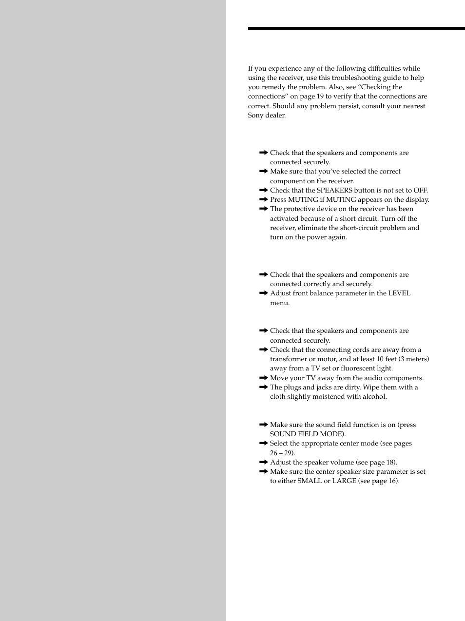 Additional information, Troubleshooting 44, Troubleshooting | Sony STR-K502 User Manual | Page 44 / 59