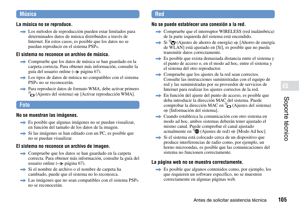 Sopor te ·técnico, 105 música, Foto | Sony PSP Go PSP-N1001 User Manual | Page 105 / 123