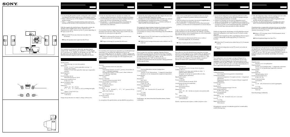 Sony SS-TX7 User Manual | 2 pages