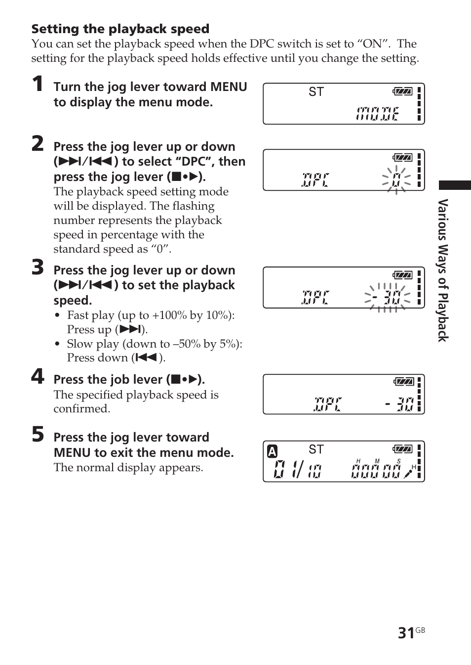 Menu | Sony ICD-SX55 User Manual | Page 31 / 68