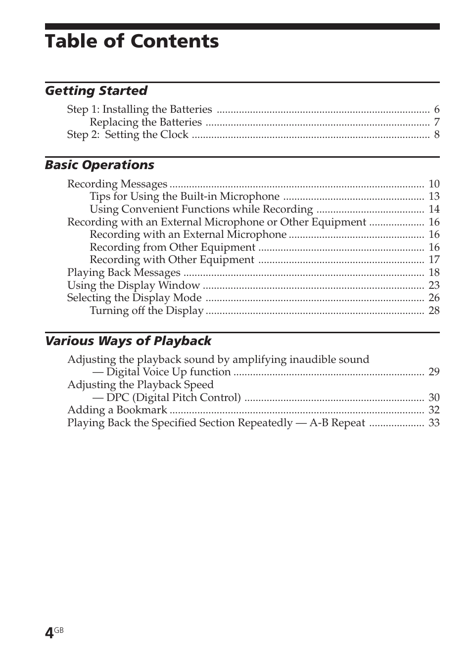 Sony ICD-SX55 User Manual | Page 4 / 68