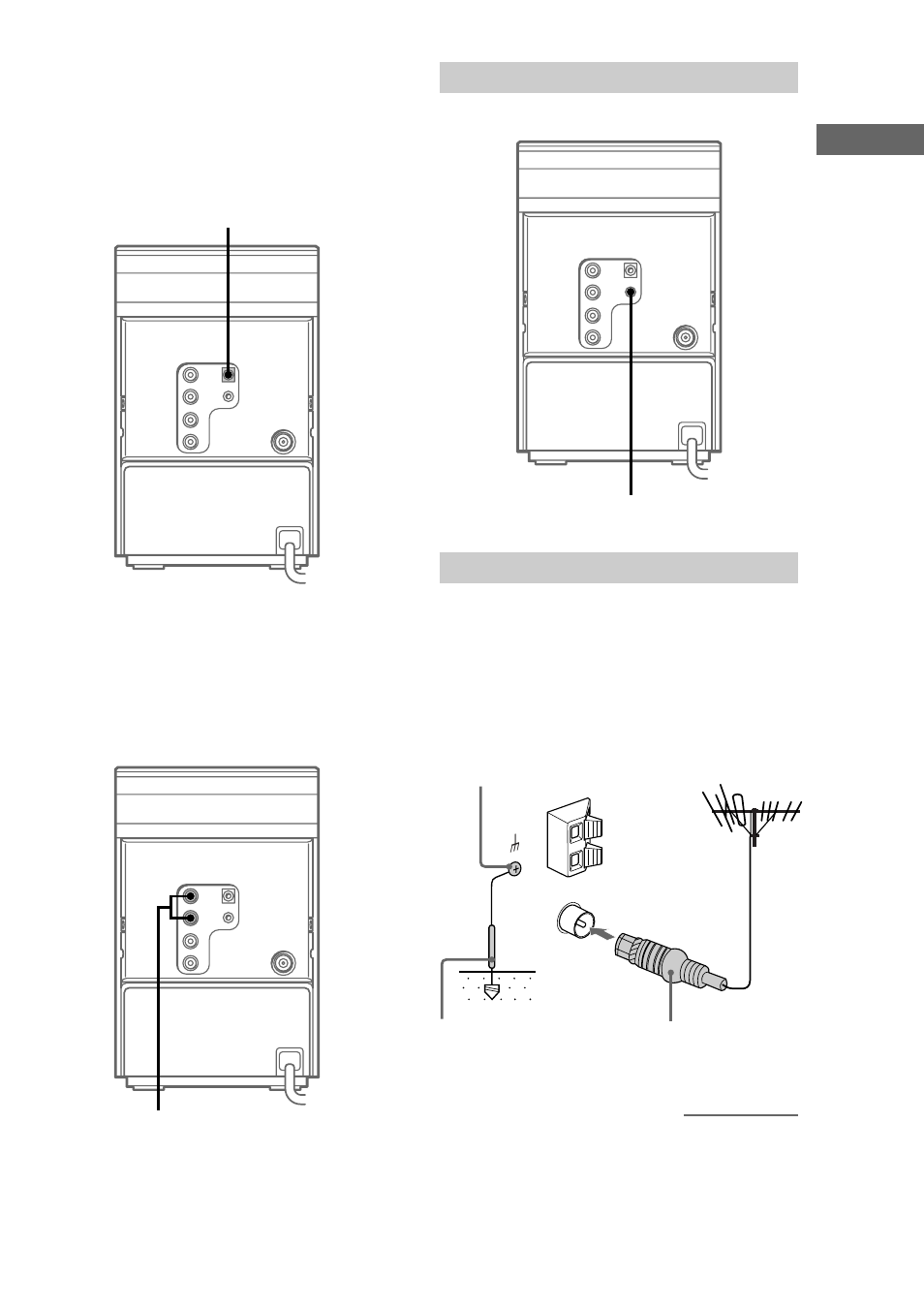 Connecting headphones, Connecting external antennas | Sony CMT-ED2 User Manual | Page 11 / 40