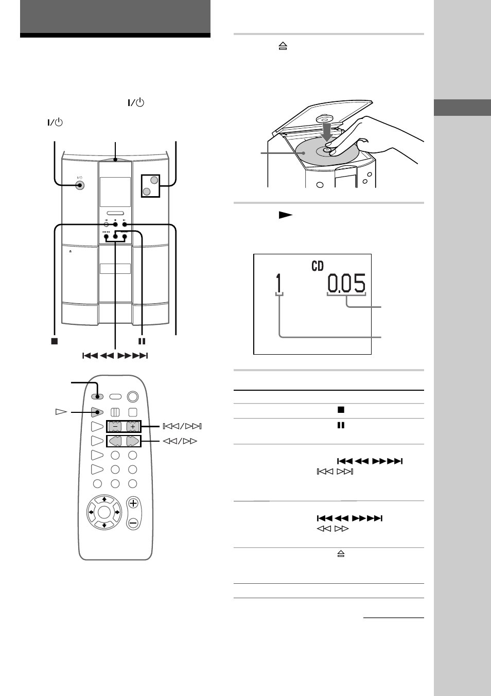 Basic operations, Playing a cd — normal play, Playing a cd | 13 basic operations | Sony CMT-ED2 User Manual | Page 13 / 40