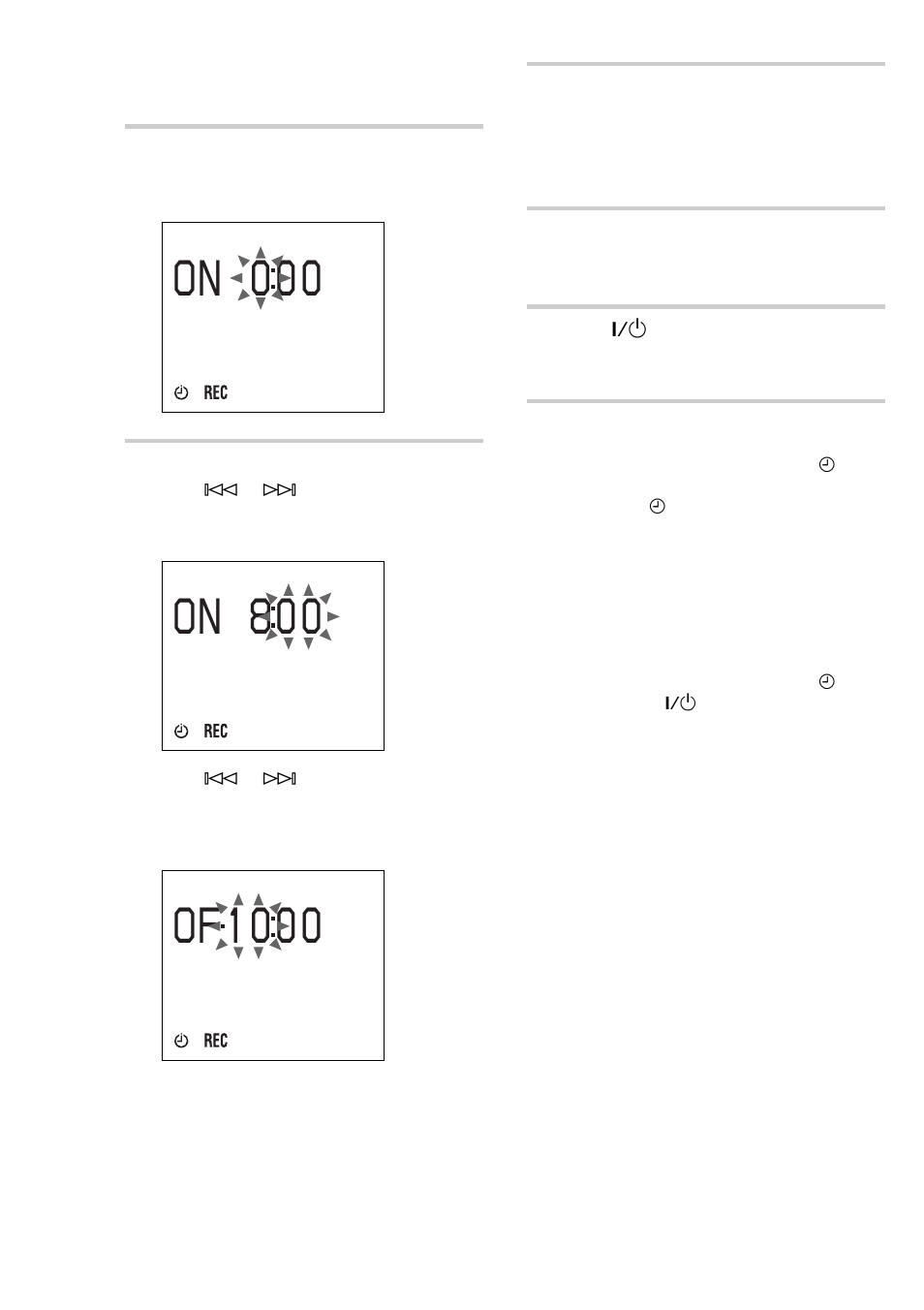 O n 0 0 0, O n 8 0 0, O f 1 0 0 0 | Sony CMT-ED2 User Manual | Page 30 / 40