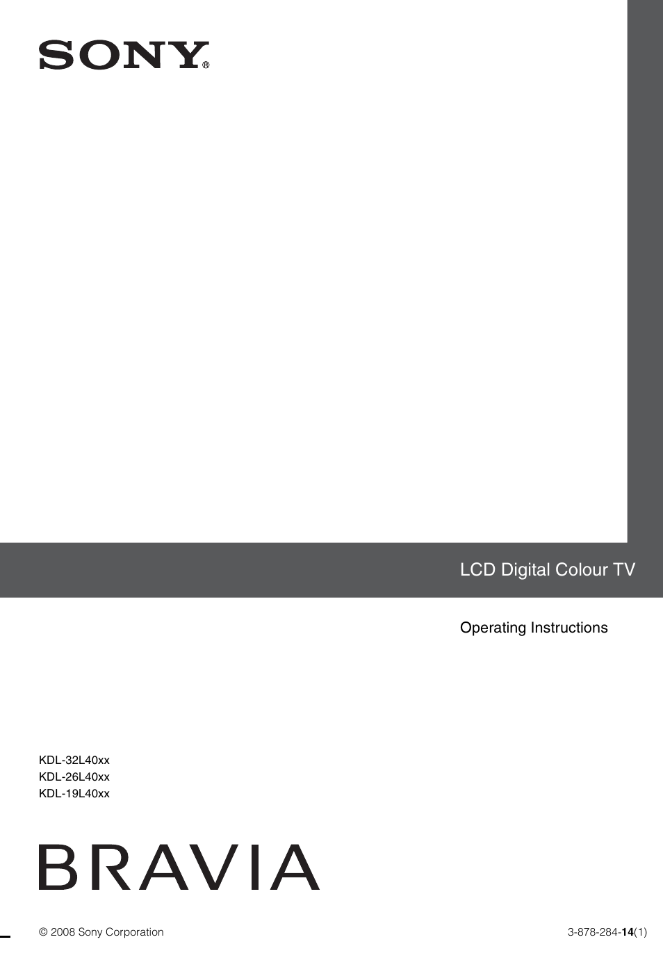 Sony BRAVIA KDL-26L40xx User Manual | 40 pages