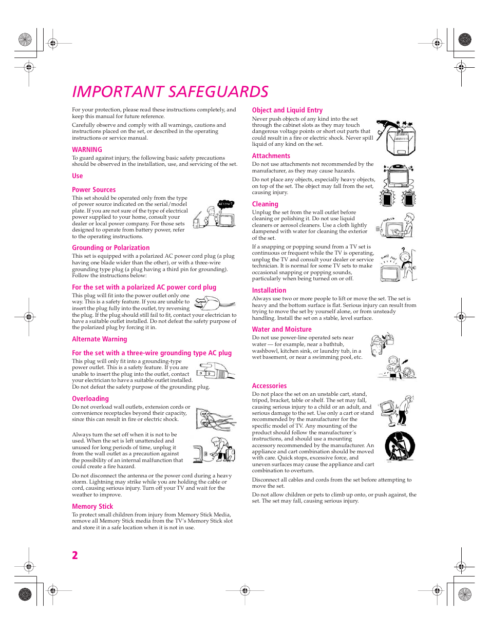 Important safeguards | Sony KD-30XS955 User Manual | Page 3 / 107