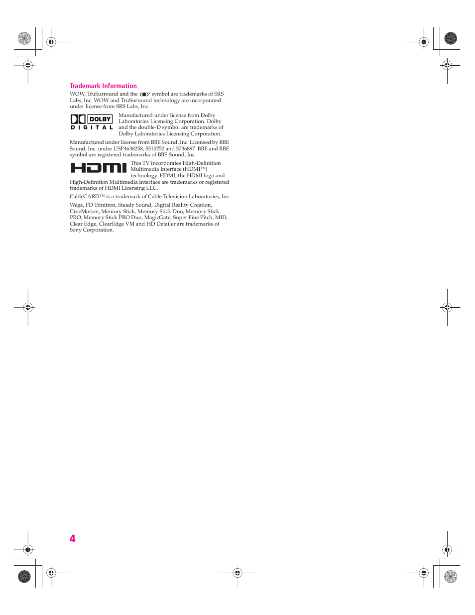 Sony KD-30XS955 User Manual | Page 5 / 107