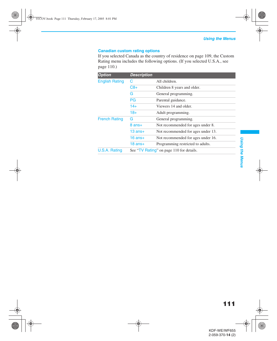 Sony GRAND WEGA 2-059-370-14(2) User Manual | Page 111 / 132