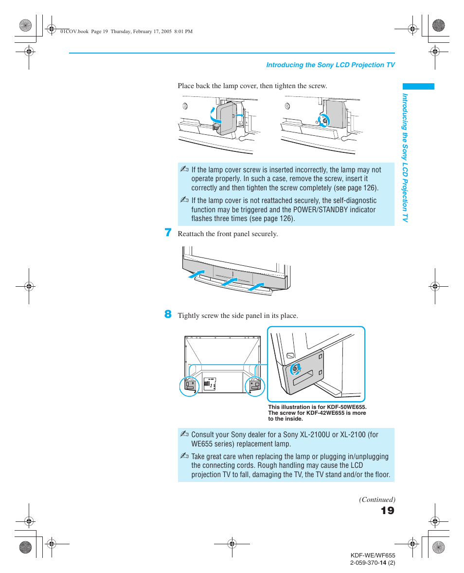 Sony GRAND WEGA 2-059-370-14(2) User Manual | Page 19 / 132