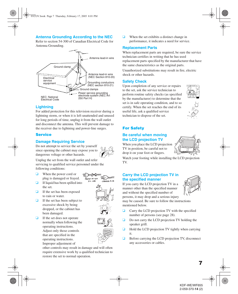 Sony GRAND WEGA 2-059-370-14(2) User Manual | Page 7 / 132