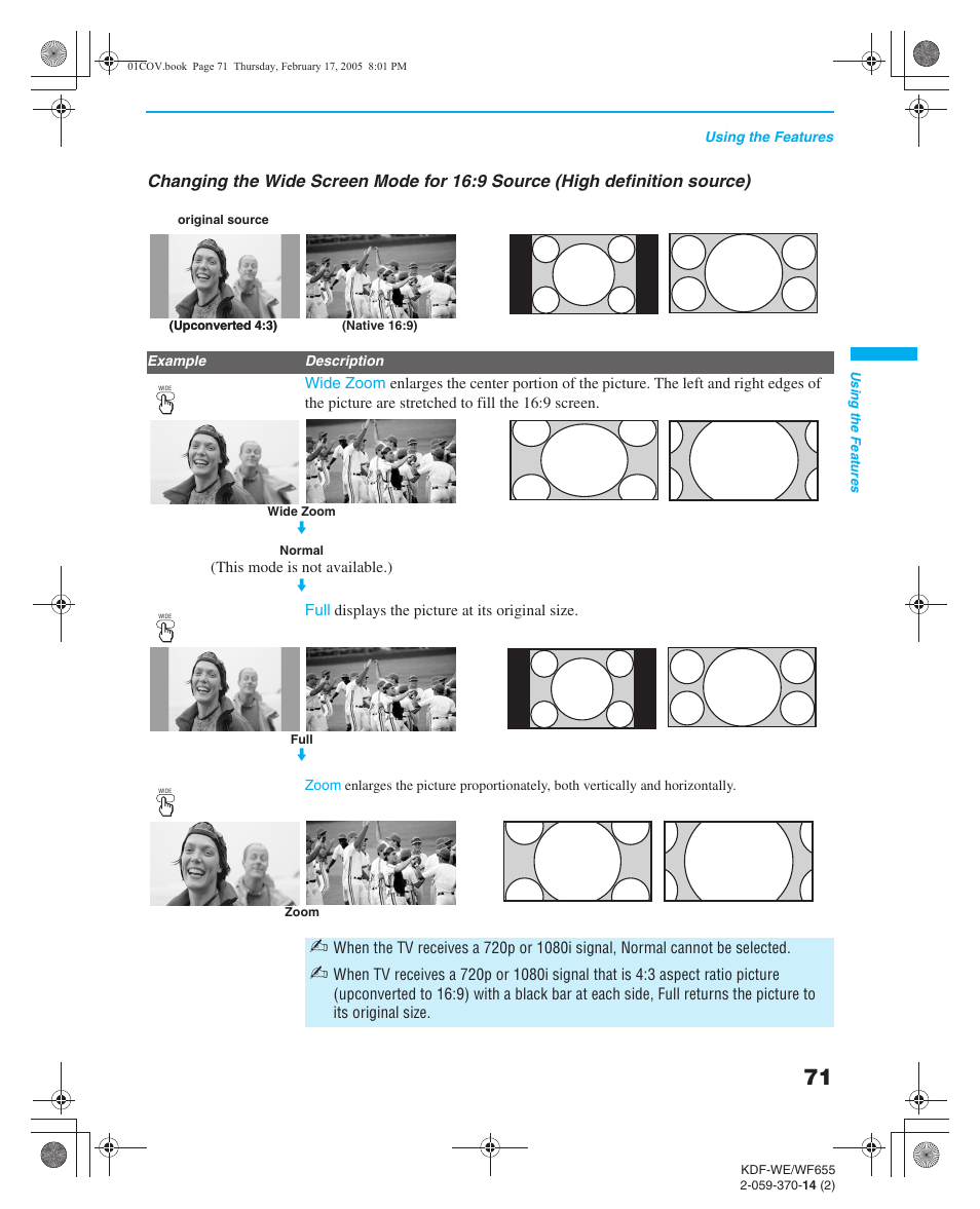 Standard definition source) | Sony GRAND WEGA 2-059-370-14(2) User Manual | Page 71 / 132