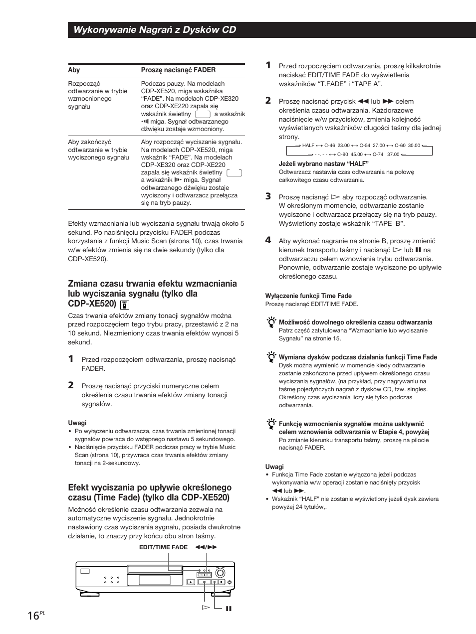Wykonywanie nagrań z dysków cd | Sony CDP-XE320 User Manual | Page 34 / 56
