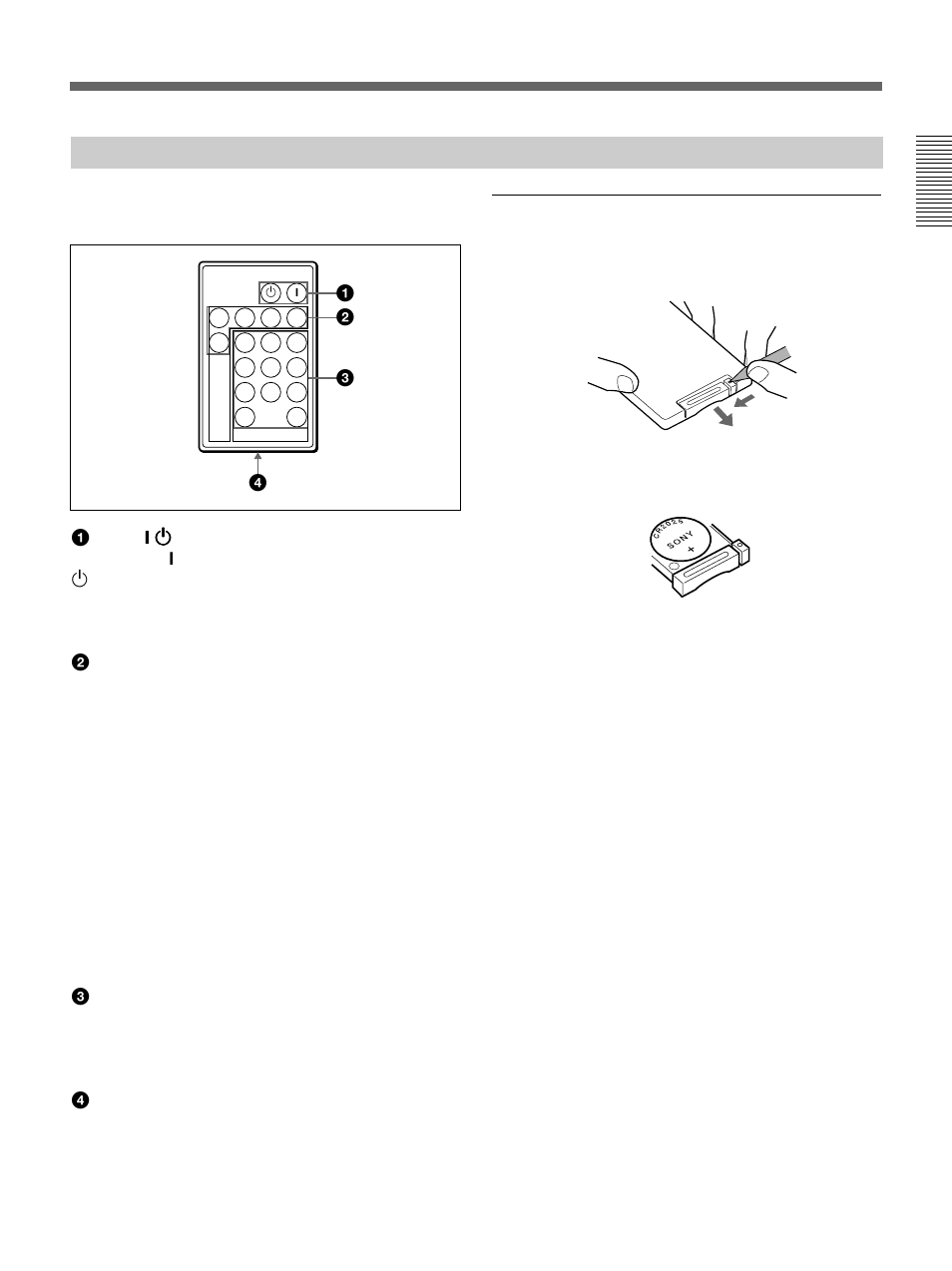 Mando a distancia rm-pjd50, Instalación de la pila de litio — rm-pjd50 | Sony VPH-D50HTM User Manual | Page 105 / 140