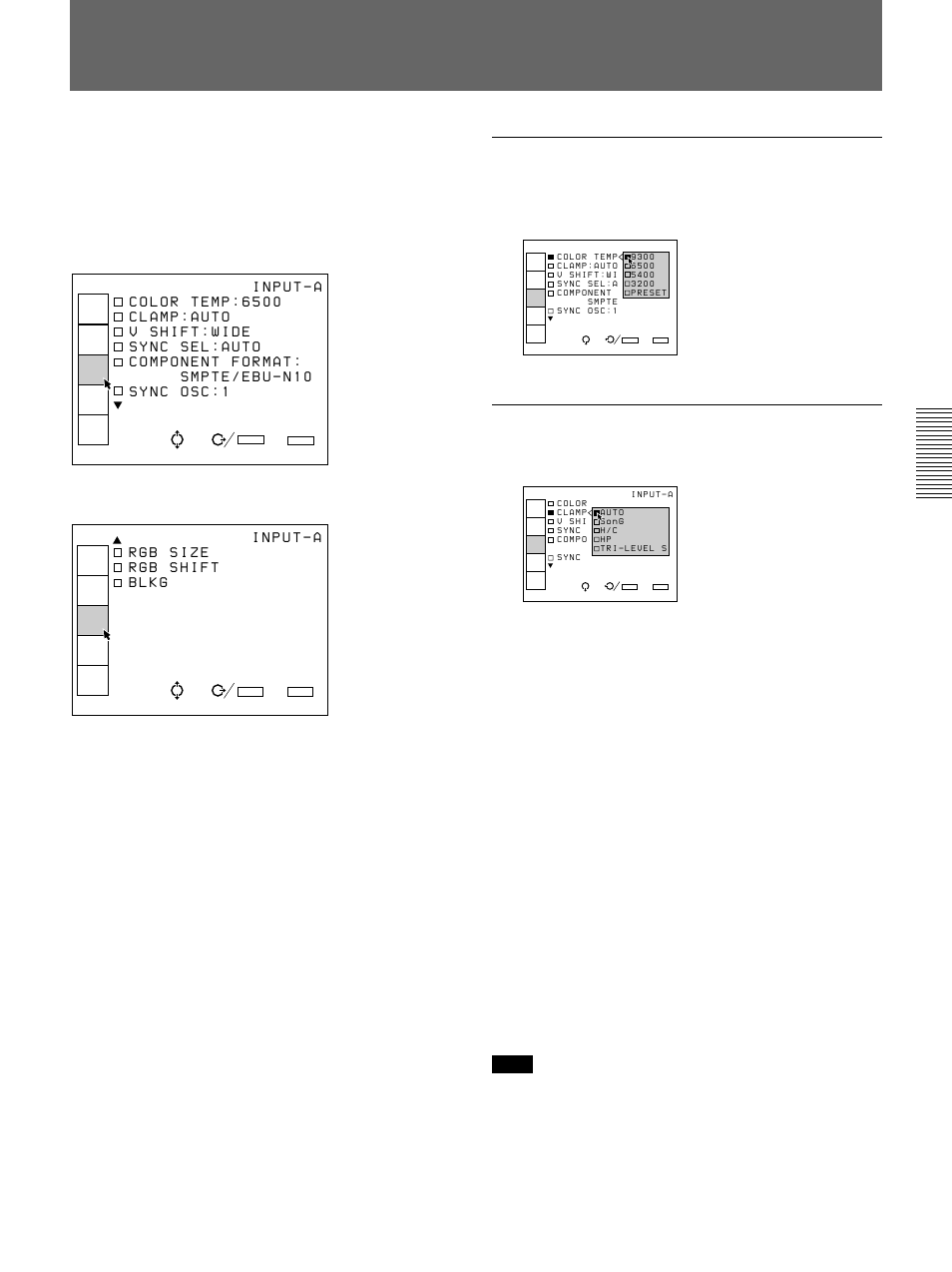 The input setting menu (gb), The input setting menu, Color temp (temperature) | Clamp | Sony VPH-D50HTM User Manual | Page 31 / 140