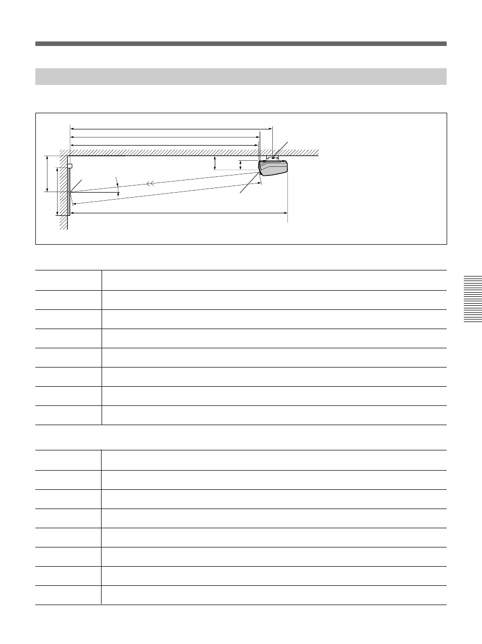 Flat screen (gb), Installation examples, Screen with 4:3 aspect ratio | Screen with 16:9 aspect ratio | Sony VPH-D50HTM User Manual | Page 41 / 140