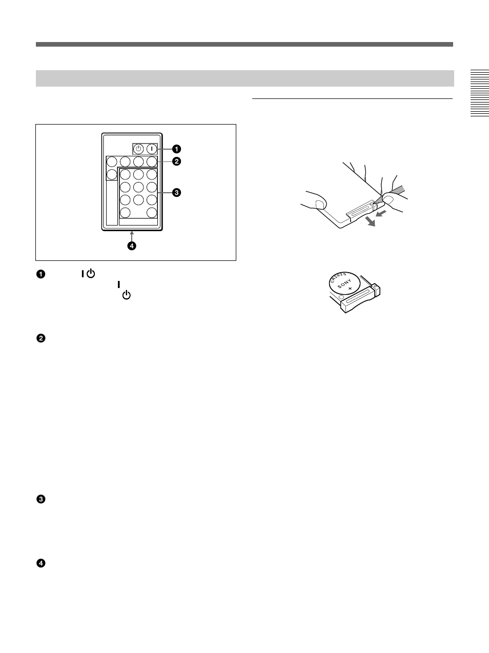 Télécommande rm-pjd50, Installation de la pile au lithium – rm-pjd50 | Sony VPH-D50HTM User Manual | Page 59 / 140