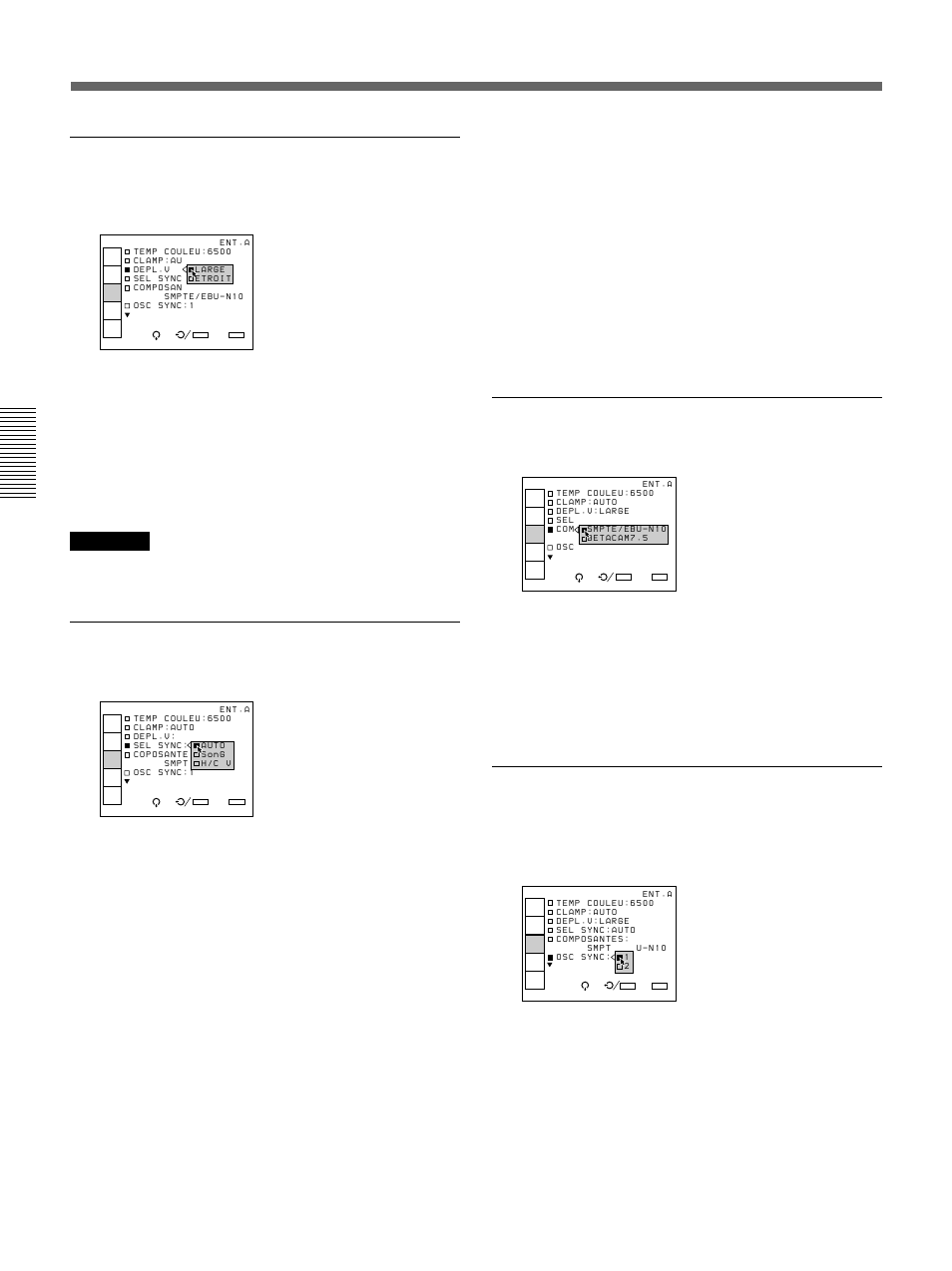 Le menu regl entree, Remarque | Sony VPH-D50HTM User Manual | Page 78 / 140