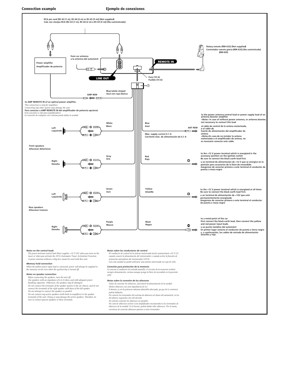 Connection example ejemplo de conexiones uù§ßs±µœ | Sony XR-1750 User Manual | Page 4 / 4