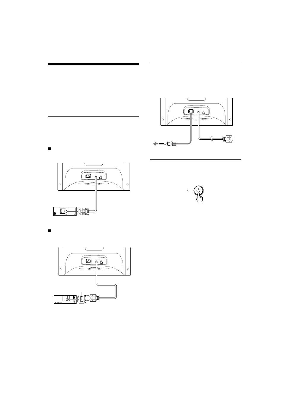 Installation, 1re étape: raccordez le moniteur à l’ordinateur, 2e étape: branchez le cordon d’alimentation | Sony HMD-A220 User Manual | Page 20 / 88