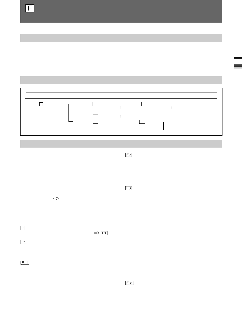 Overview, Structure of the status menu, Setting lists of the status menu | F] displaying information about the monitor, Status menu | Sony BVM-D20F1U User Manual | Page 65 / 82