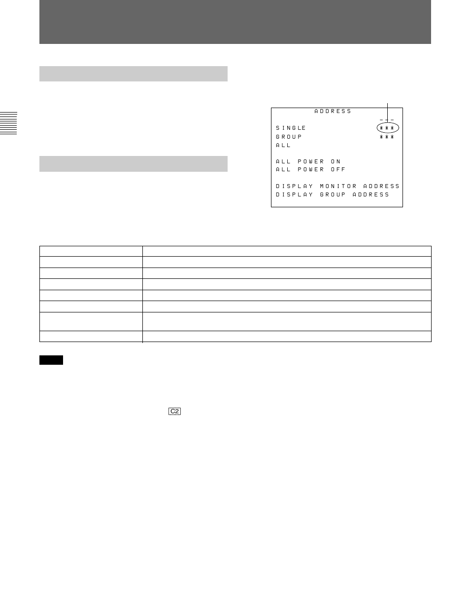 Selecting the monitor to control — address menu, Overview, Displaying the address menu | Selecting the monitor to control, Address menu, Overview displaying the address menu | Sony BVM-D20F1U User Manual | Page 66 / 82