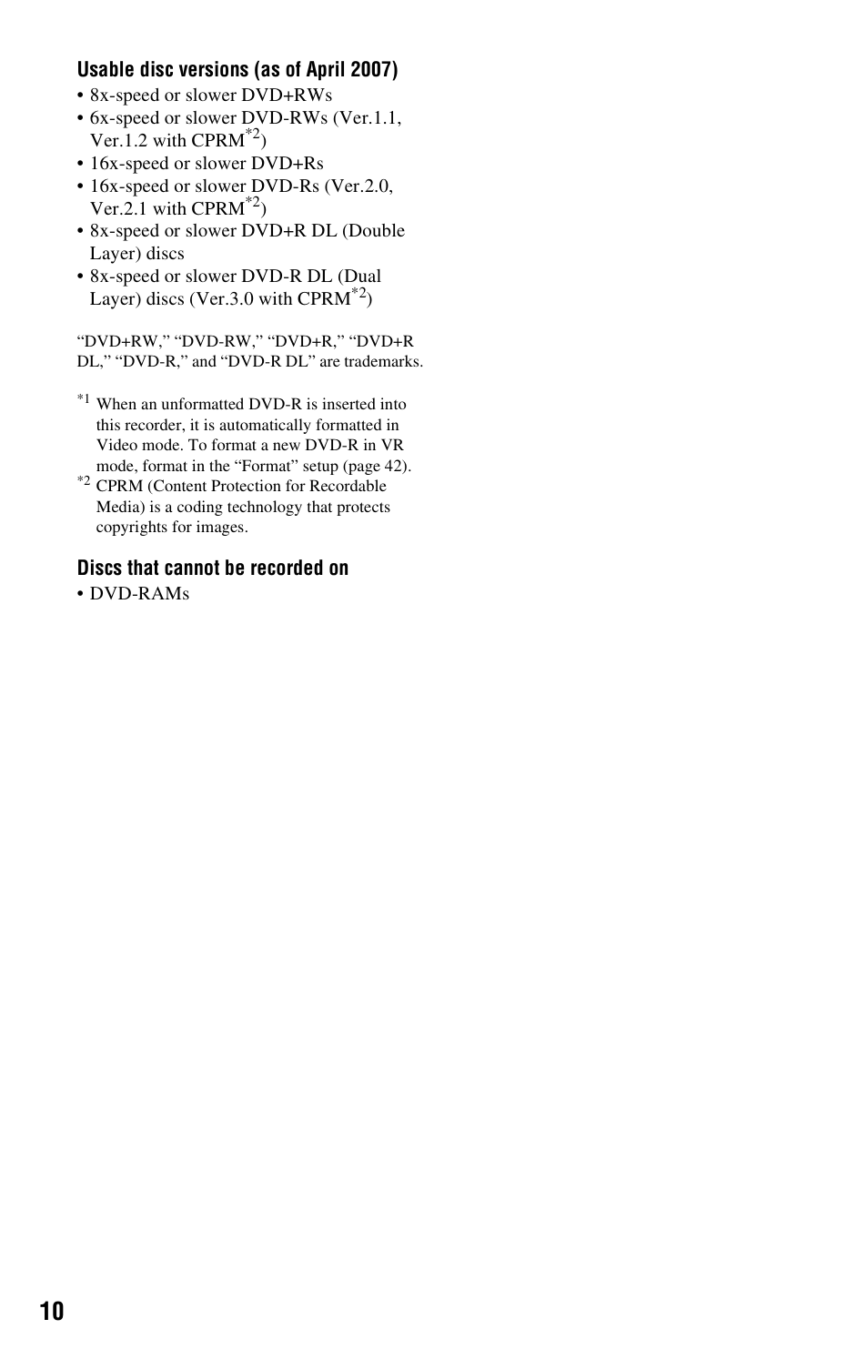 Sony RDR-HX750 User Manual | Page 10 / 148