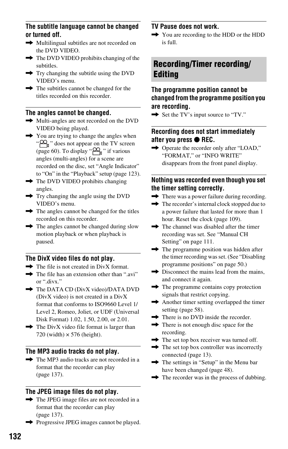 Recording/timer recording/ editing | Sony RDR-HX750 User Manual | Page 132 / 148