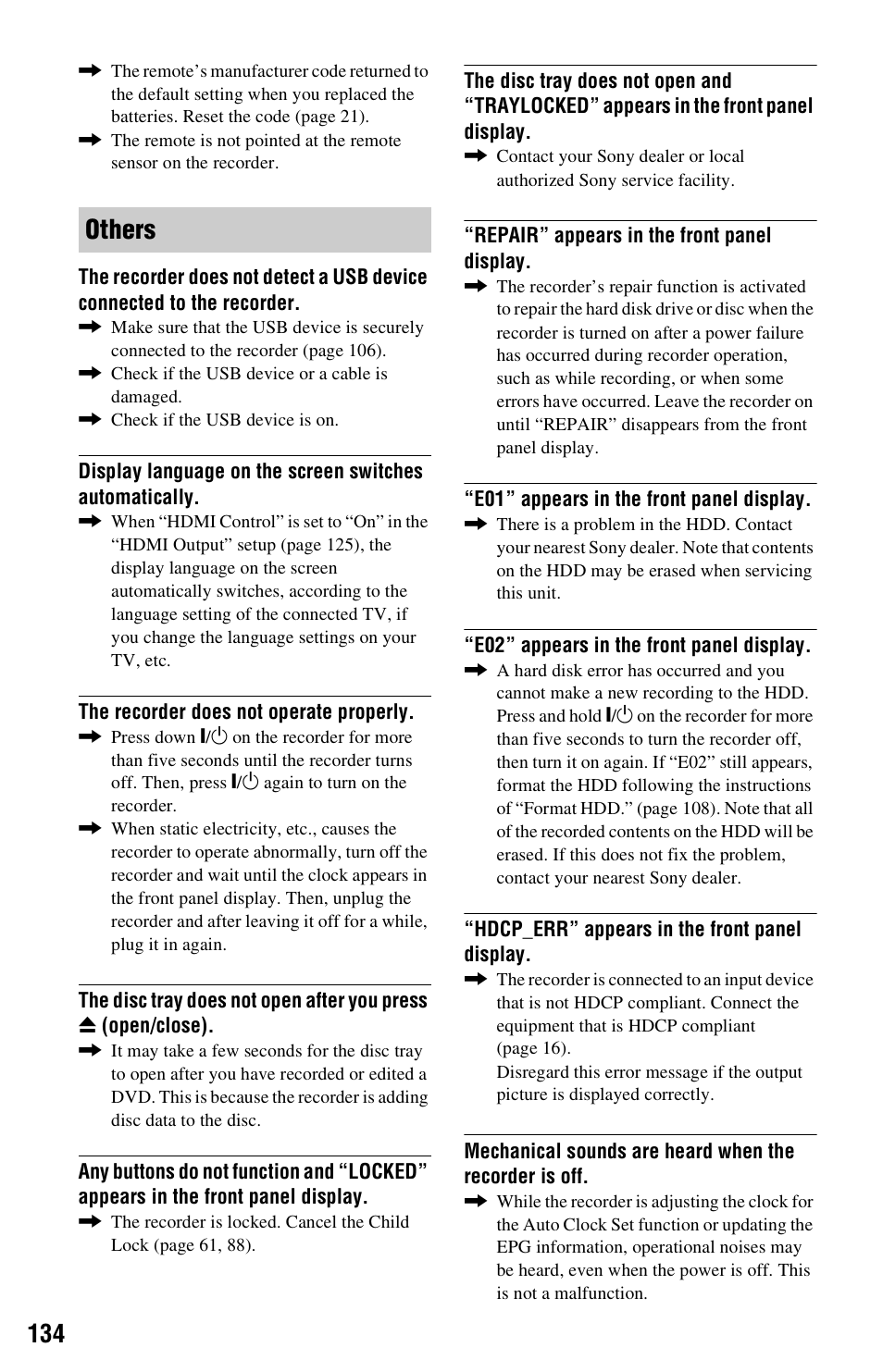 Others | Sony RDR-HX750 User Manual | Page 134 / 148