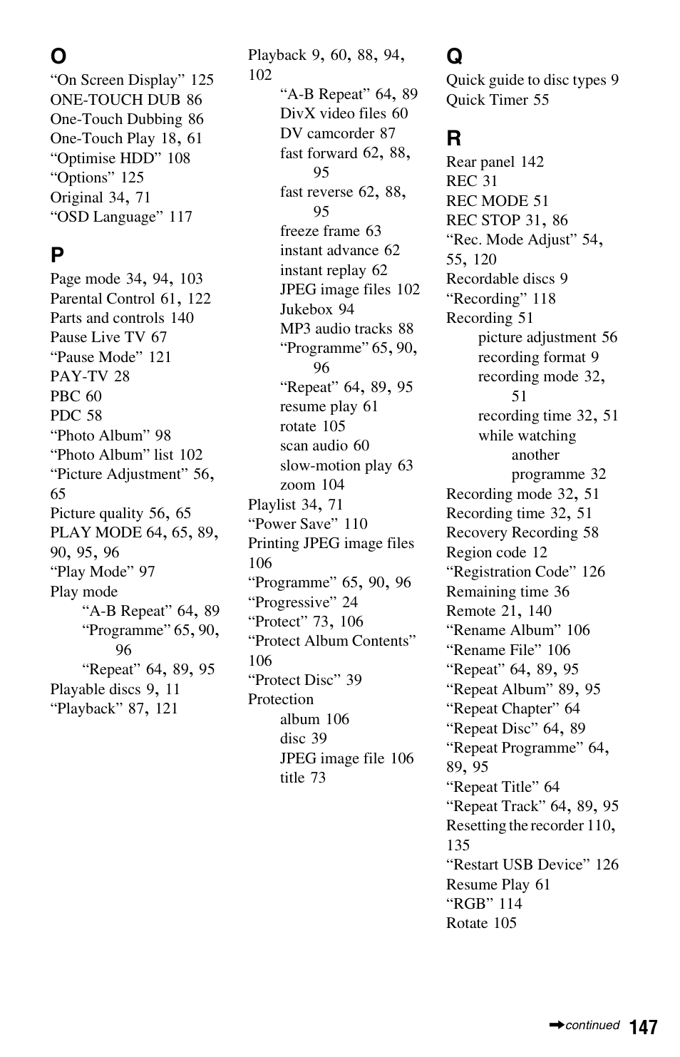 Sony RDR-HX750 User Manual | Page 147 / 148