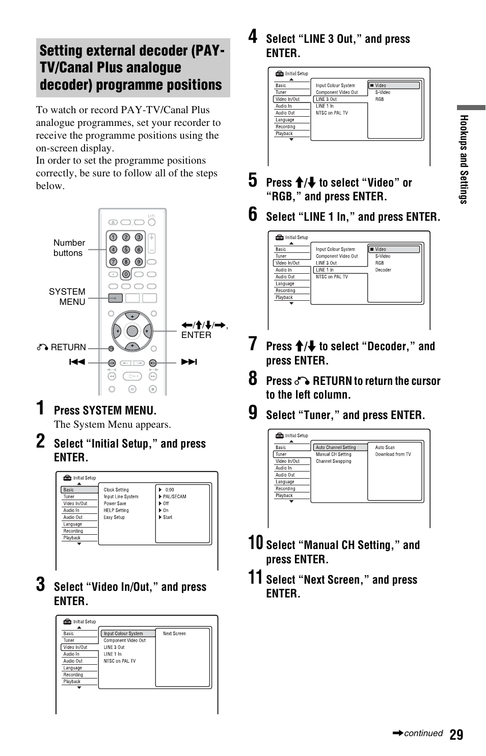 Programme positions | Sony RDR-HX750 User Manual | Page 29 / 148