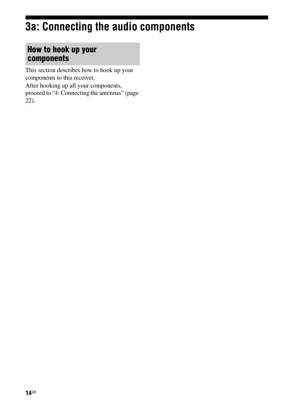 3a: connecting the audio components, How to hook up your components | Sony 2-680-009-12 (1) User Manual | Page 14 / 64