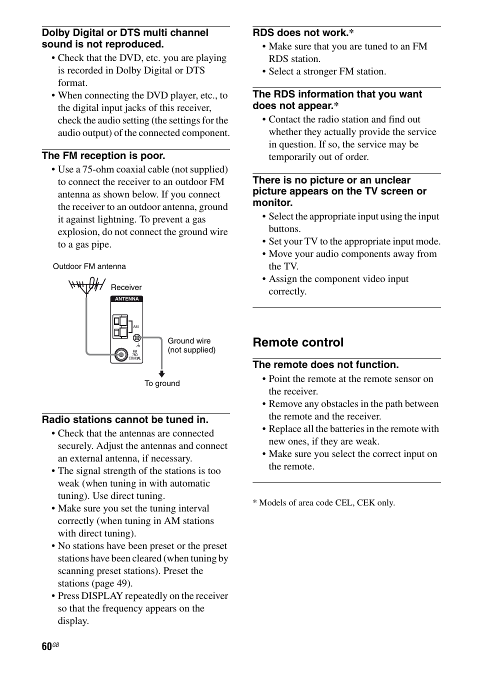 Remote control | Sony 2-680-009-12 (1) User Manual | Page 60 / 64