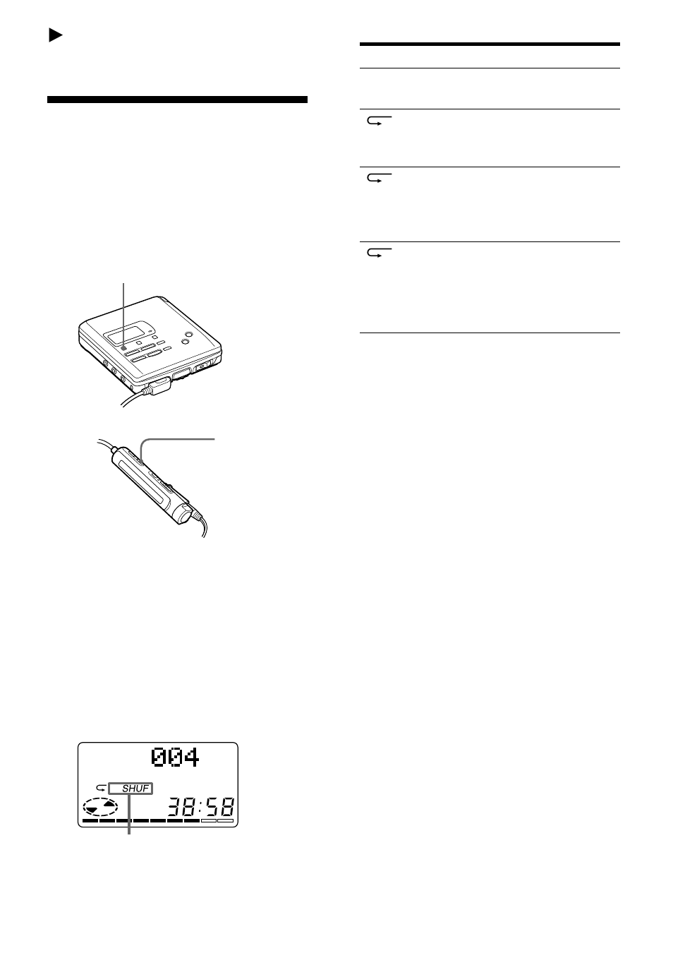 Verschiedene möglichkeiten für die wiedergabe, Wiederholtes wiedergeben von titeln | Sony MZ-R55 User Manual | Page 102 / 208